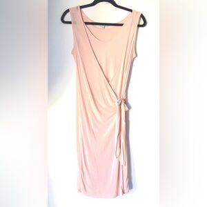 HALSTON - Elegant Classic Pink Faux Wrap Dress